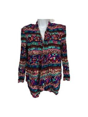 Options by Worthington Womens Multicolor Button-Up Long Sleeve Blouse Medium